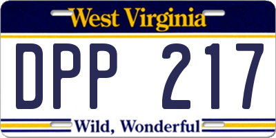 WV license plate DPP217