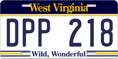 WV license plate DPP218