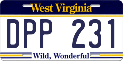 WV license plate DPP231