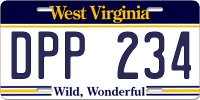 WV license plate DPP234