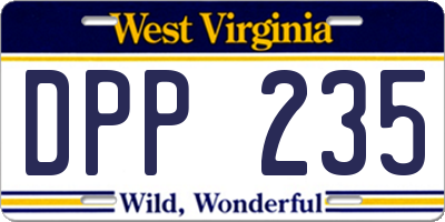 WV license plate DPP235