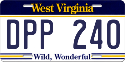 WV license plate DPP240