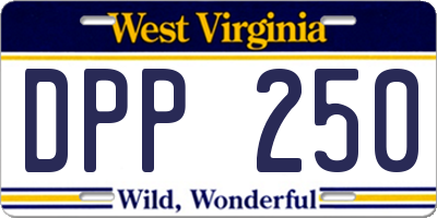 WV license plate DPP250