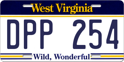 WV license plate DPP254