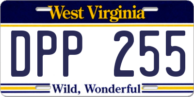 WV license plate DPP255