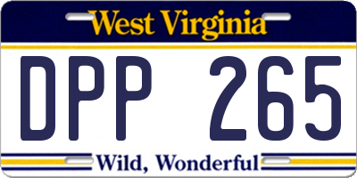 WV license plate DPP265