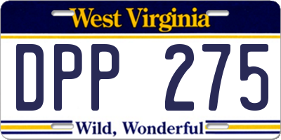 WV license plate DPP275