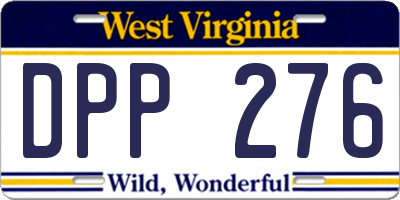 WV license plate DPP276