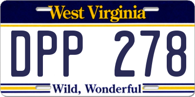 WV license plate DPP278