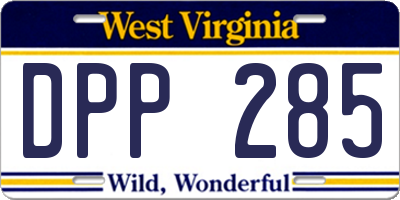WV license plate DPP285
