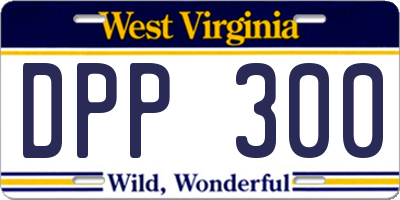 WV license plate DPP300