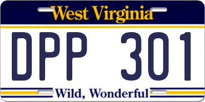 WV license plate DPP301