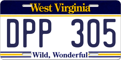 WV license plate DPP305