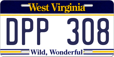 WV license plate DPP308