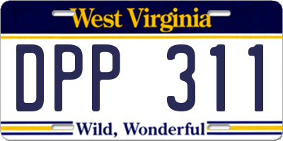 WV license plate DPP311