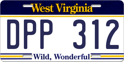 WV license plate DPP312