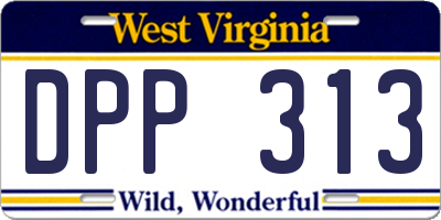 WV license plate DPP313