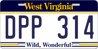 WV license plate DPP314