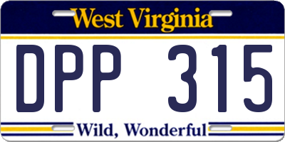 WV license plate DPP315