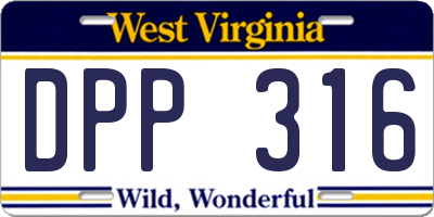 WV license plate DPP316