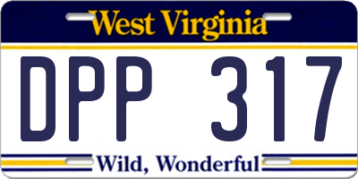 WV license plate DPP317