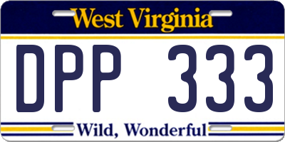 WV license plate DPP333