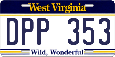 WV license plate DPP353