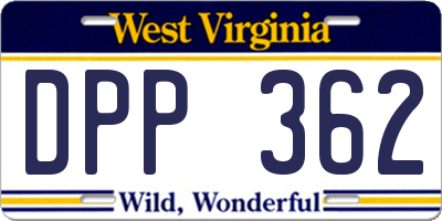 WV license plate DPP362