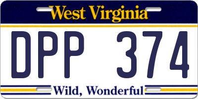WV license plate DPP374