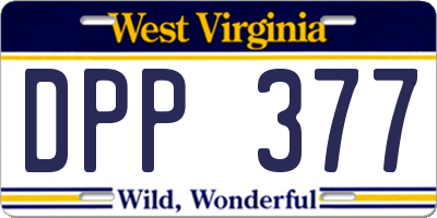 WV license plate DPP377