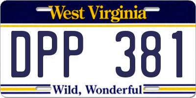 WV license plate DPP381