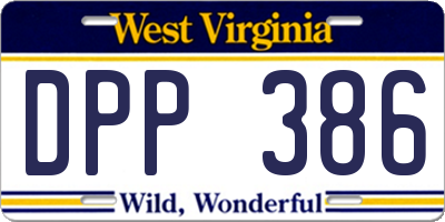 WV license plate DPP386
