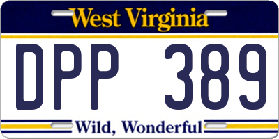 WV license plate DPP389