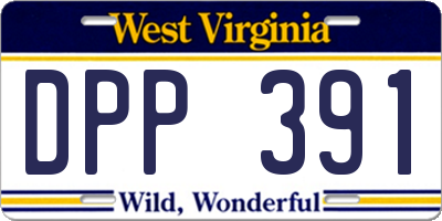WV license plate DPP391