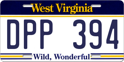 WV license plate DPP394