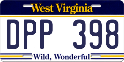 WV license plate DPP398