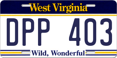 WV license plate DPP403