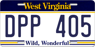 WV license plate DPP405