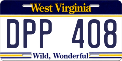 WV license plate DPP408