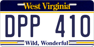 WV license plate DPP410