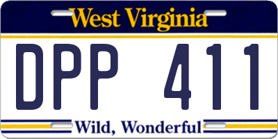 WV license plate DPP411