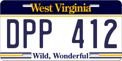 WV license plate DPP412