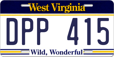 WV license plate DPP415