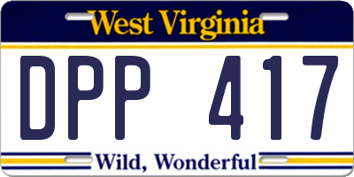 WV license plate DPP417