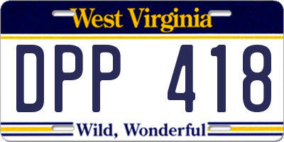 WV license plate DPP418