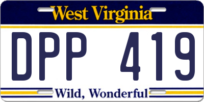 WV license plate DPP419