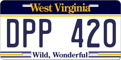 WV license plate DPP420