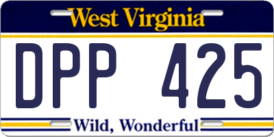 WV license plate DPP425