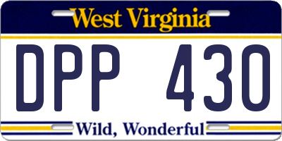WV license plate DPP430