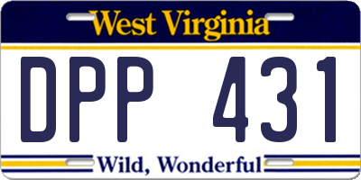 WV license plate DPP431